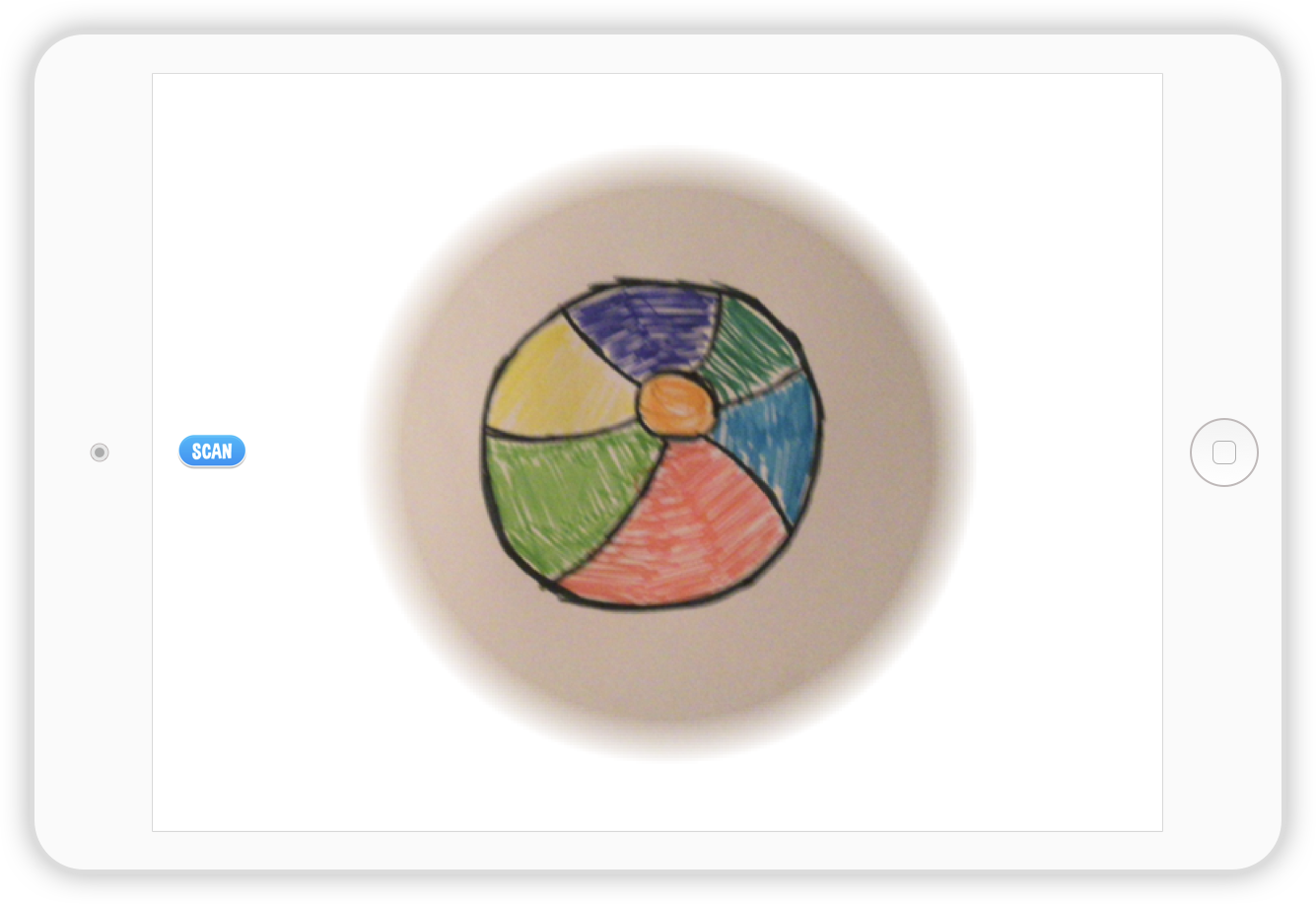 Scanning a drawn ball with the iPad camera