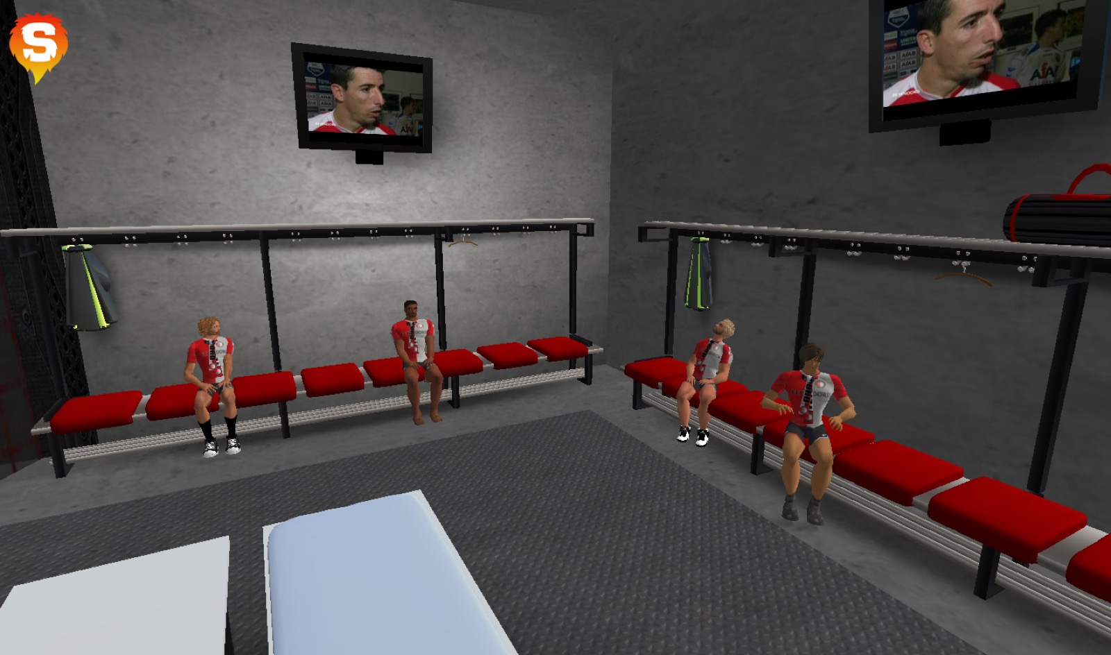 Avatars sitting in the Feyenoord virtual locker room