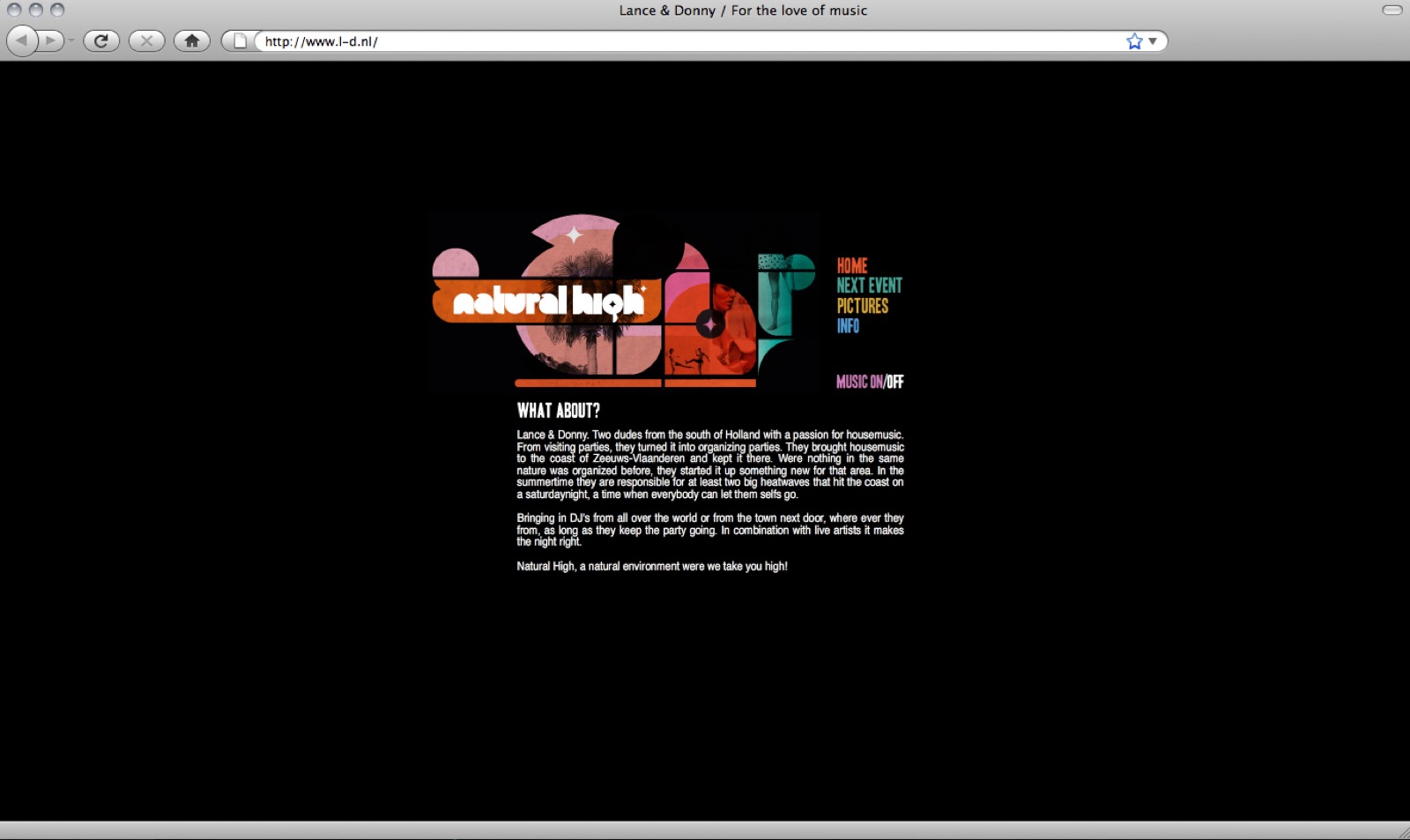 Natural High website, about page