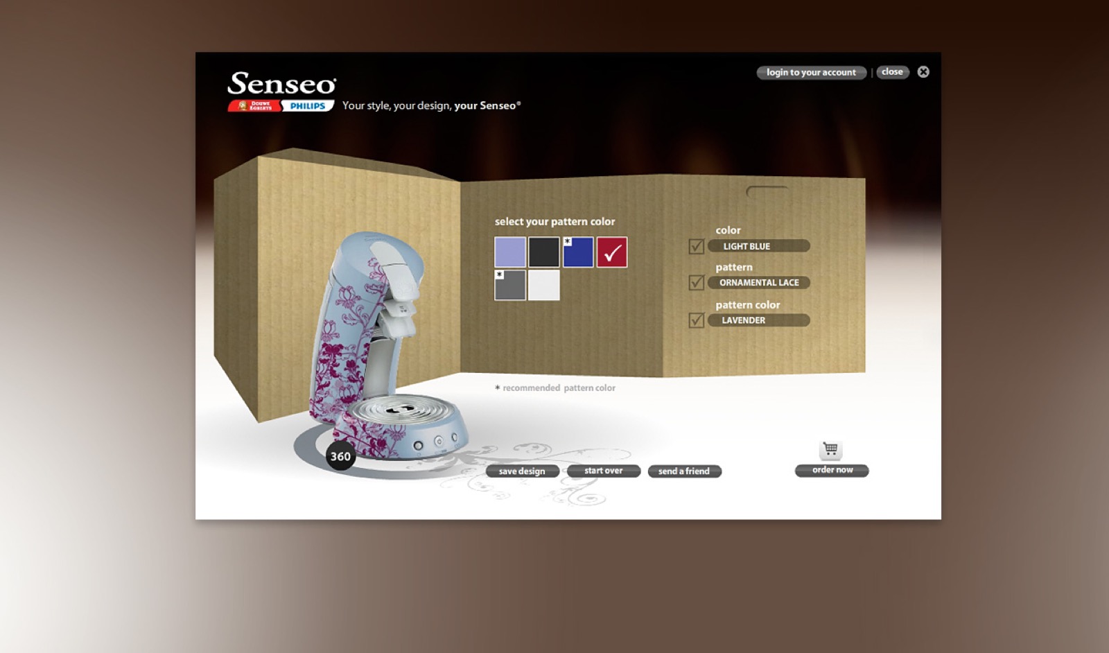 Senseo Flavors microsite, additional screen