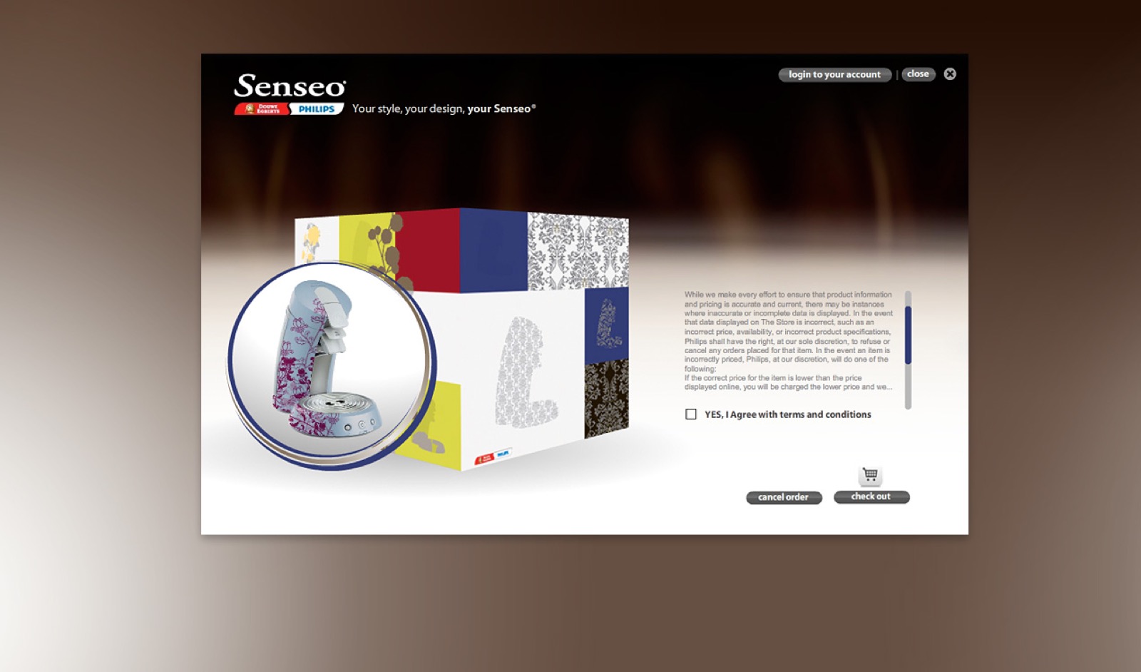 Senseo Flavors checkout screen