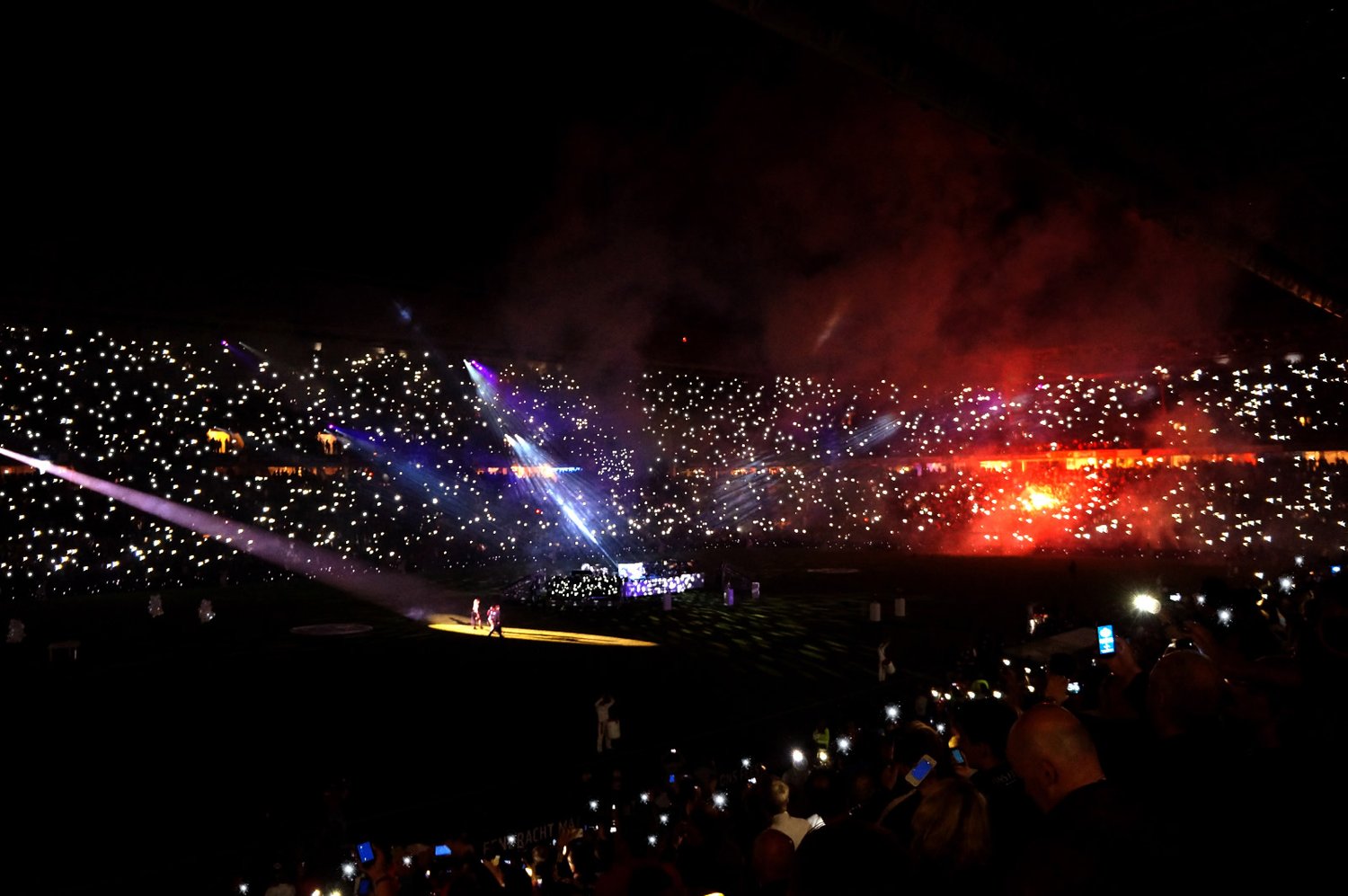 Light show effects across the stands
