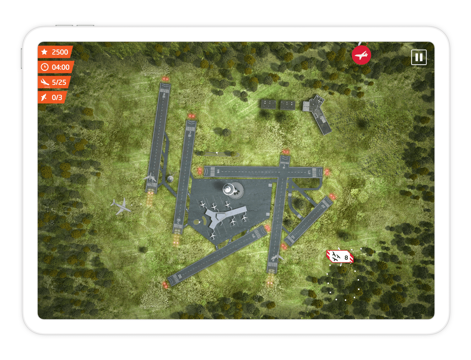 Air traffic control gameplay with multiple planes in the air